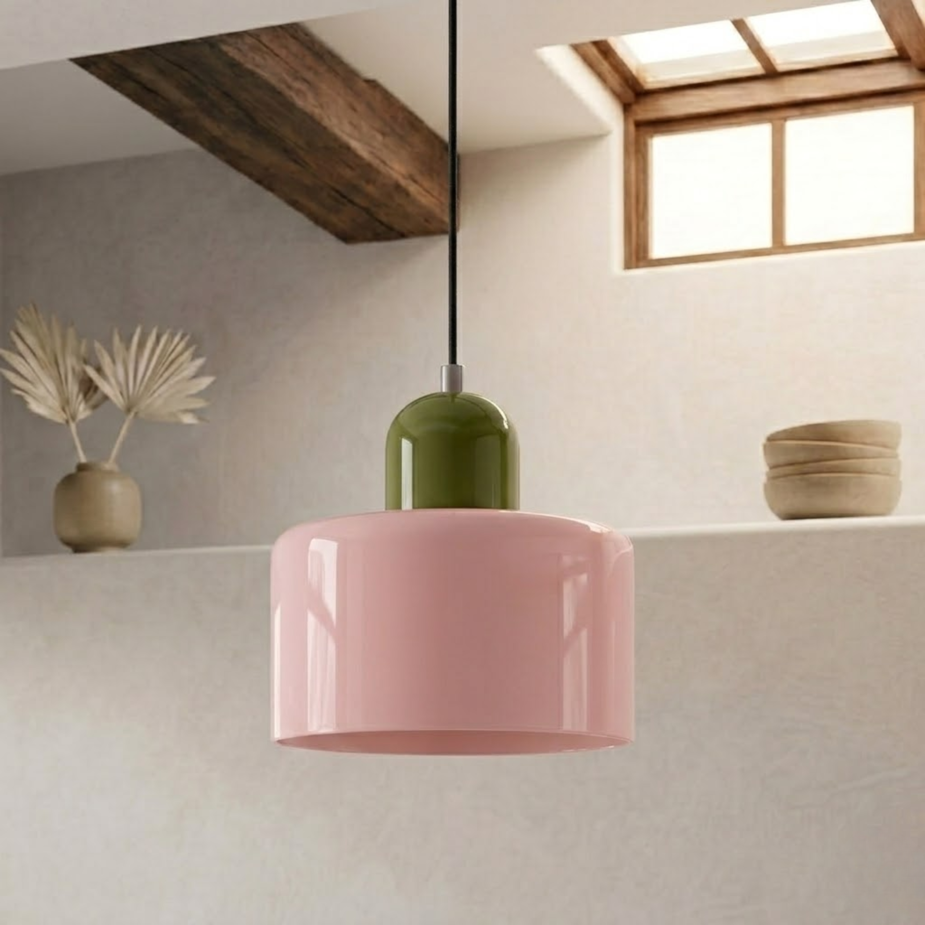 Glass Drum Pendant Light