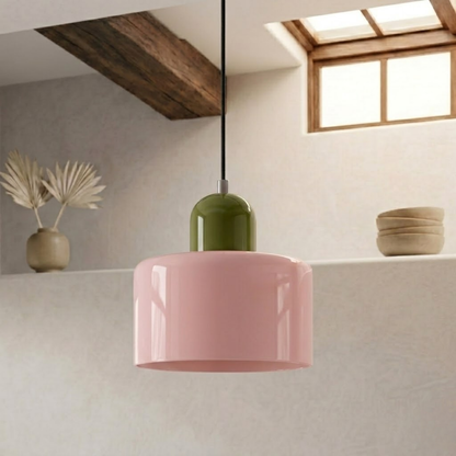 Glass Drum Pendant Light