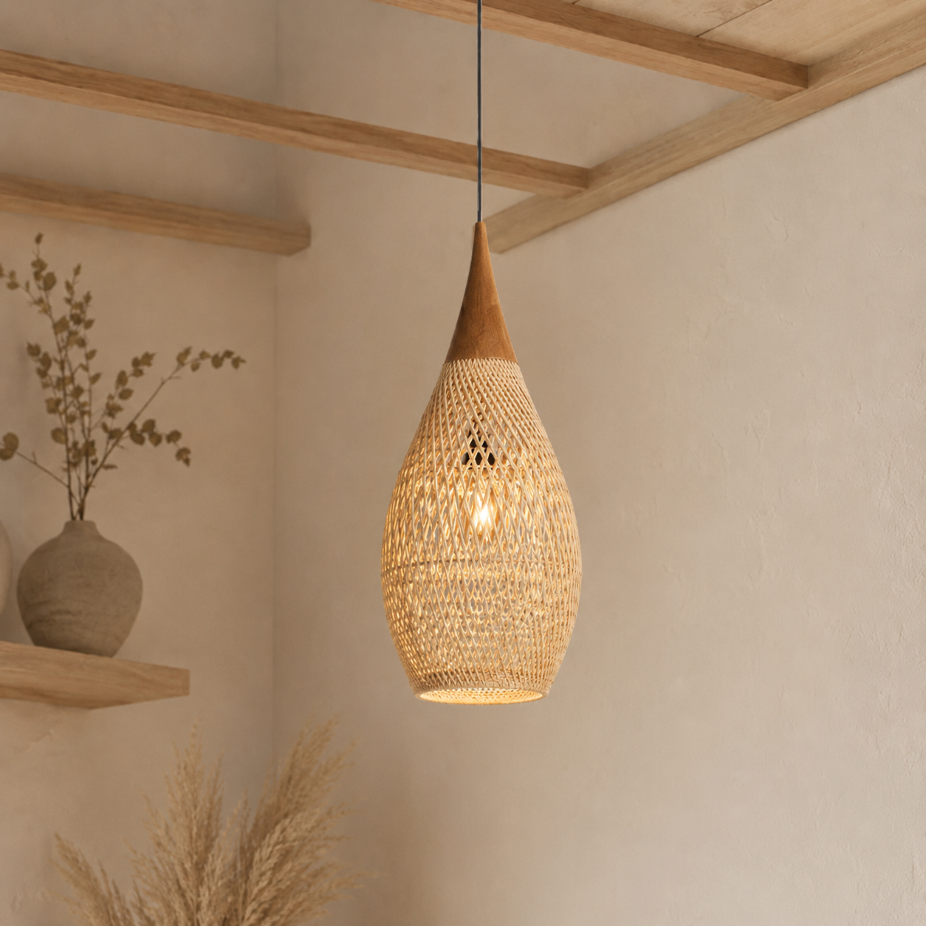 Vintage Rattan Ceiling Light