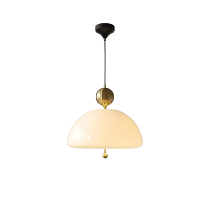 Chrome Beige Glass Dome Pendant Ceiling Light