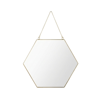 Hexagonal Gold Frame Wall Mirror