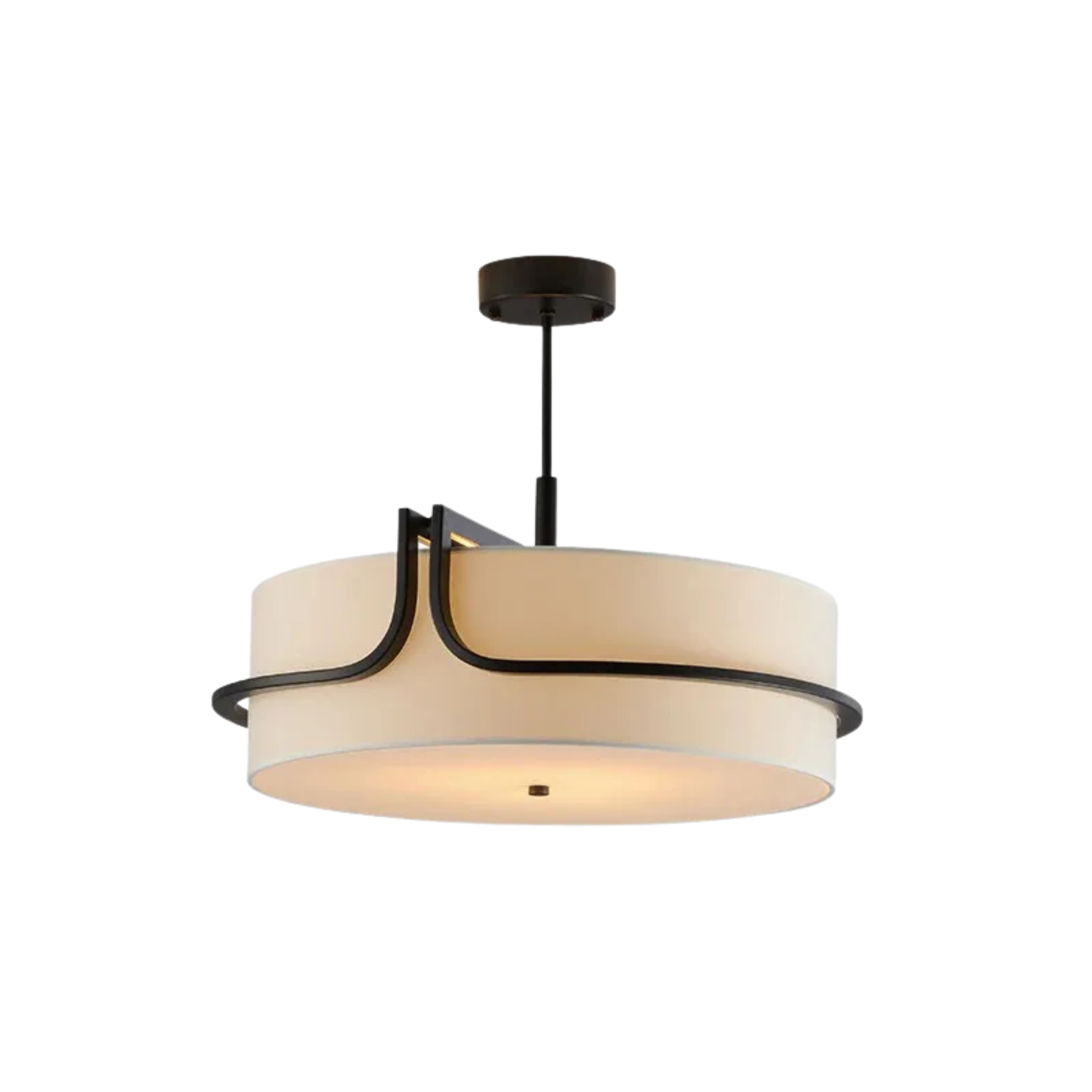 Black Fabric Semi Flush Ceiling Light