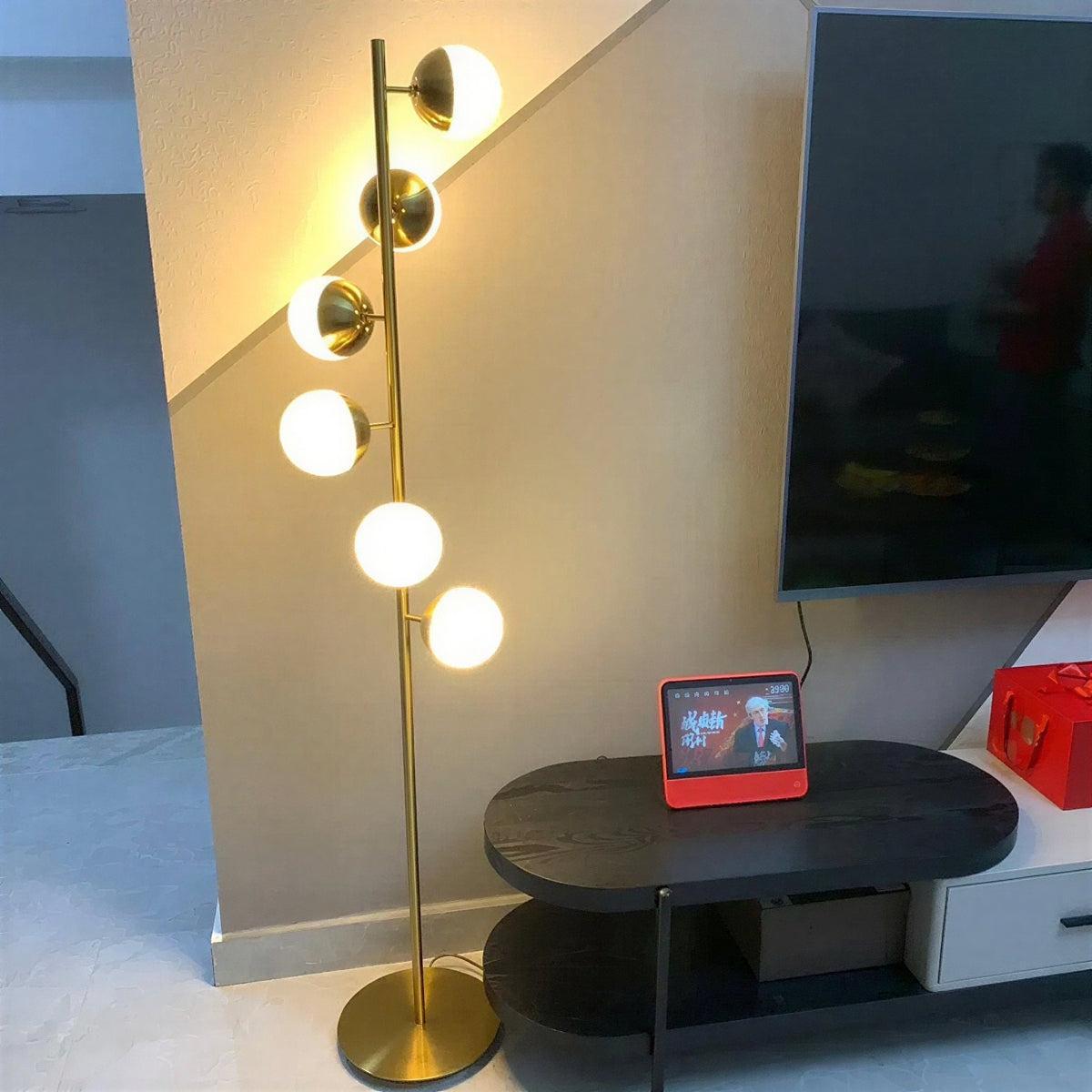 Gold Floor Lamp With Glass Globe Shades