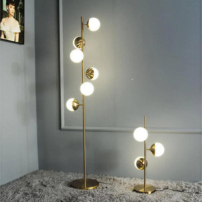 Gold Floor Lamp With Glass Globe Shades
