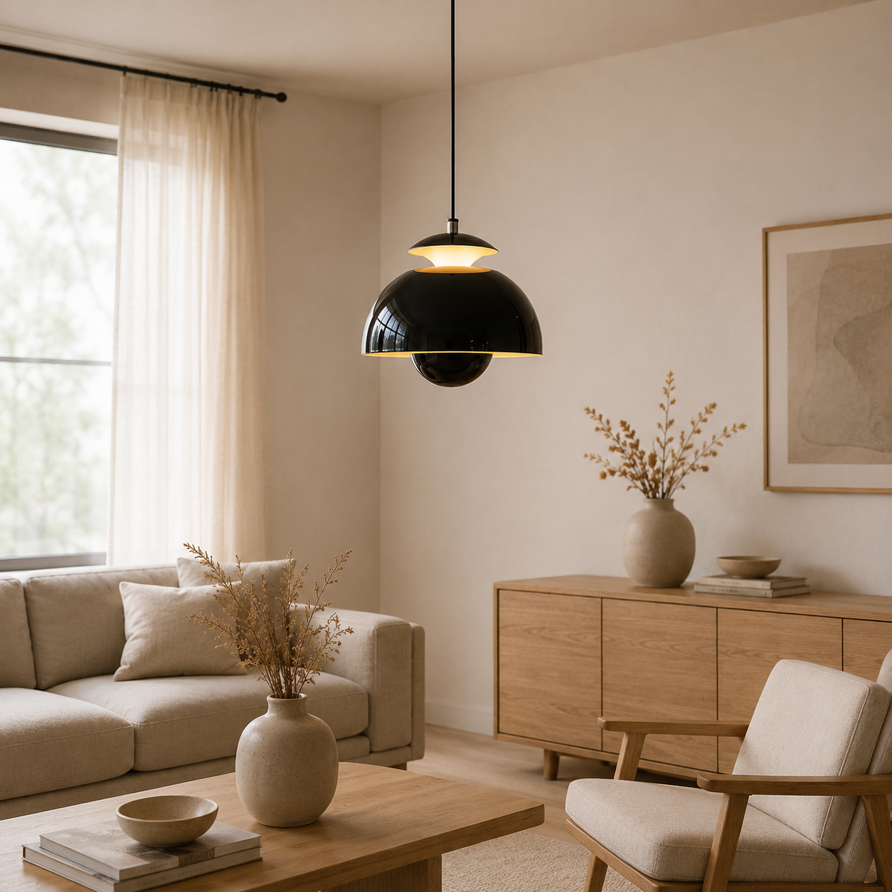 Green Dome Pendant Ceiling Light Black