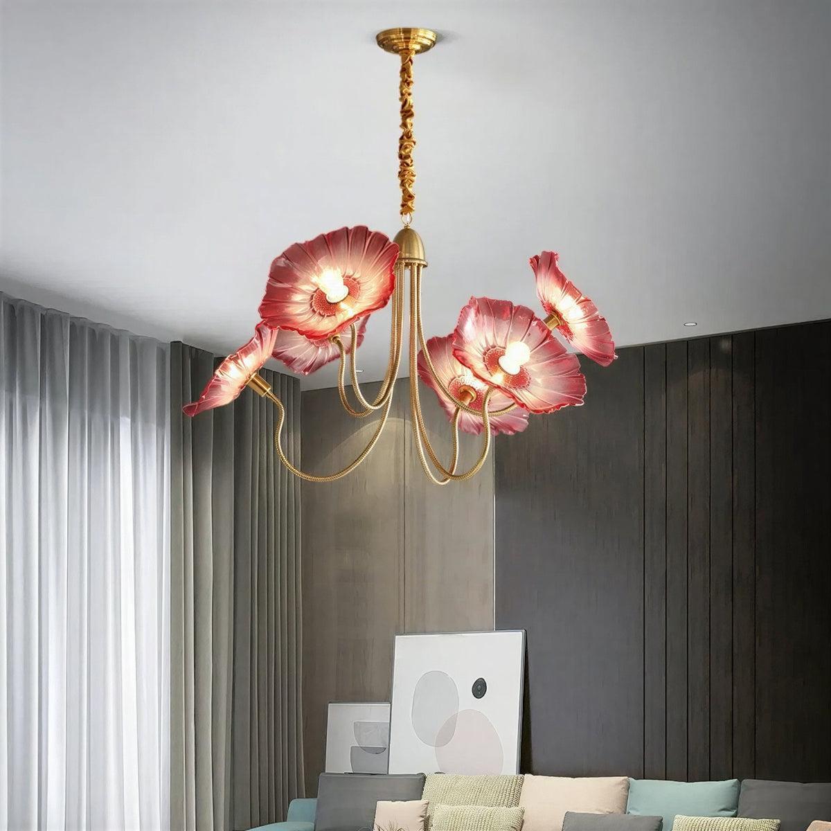 Lotus Leaf Glass Ceiling Light With Modern Shades