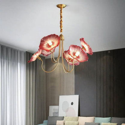 Lotus Leaf Glass Ceiling Light With Modern Shades