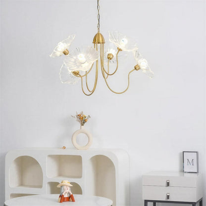 Lotus Leaf Glass Ceiling Light With Modern Shades