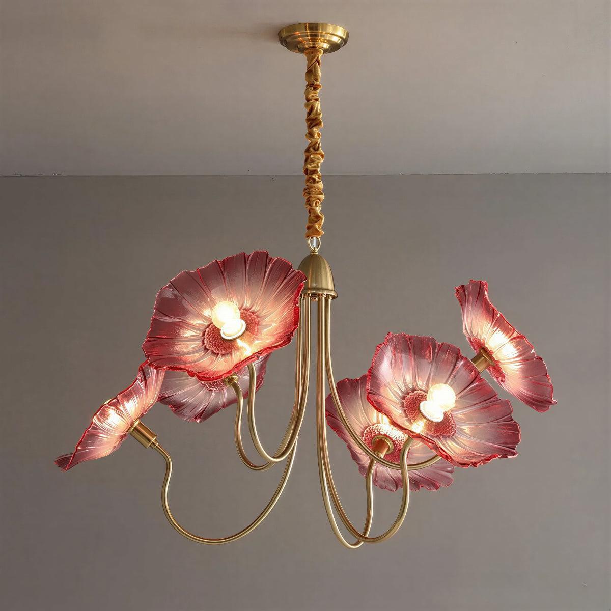 Lotus Leaf Glass Ceiling Light With Modern Shades