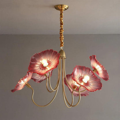 Lotus Leaf Glass Ceiling Light With Modern Shades