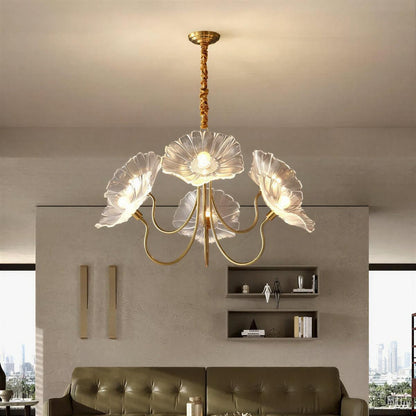 Lotus Leaf Glass Ceiling Light With Modern Shades