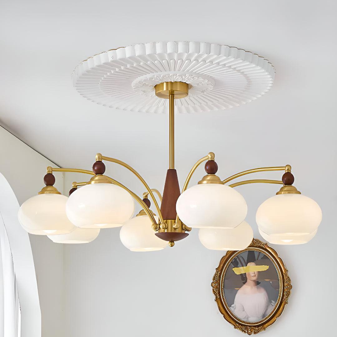 Mid Century Chandelier Light With Glass Shades For Dining Room