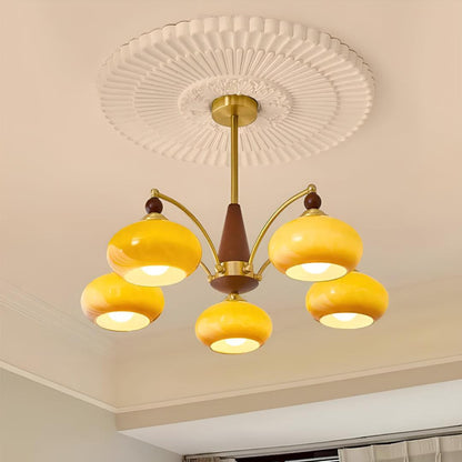 Mid Century Chandelier Light With Glass Shades For Dining Room