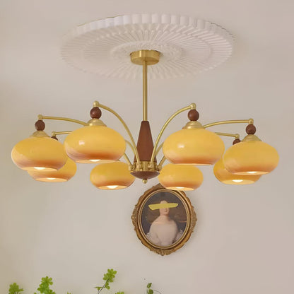 Mid Century Chandelier Light With Glass Shades For Dining Room
