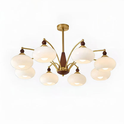 Mid Century Chandelier Light With Glass Shades For Dining Room