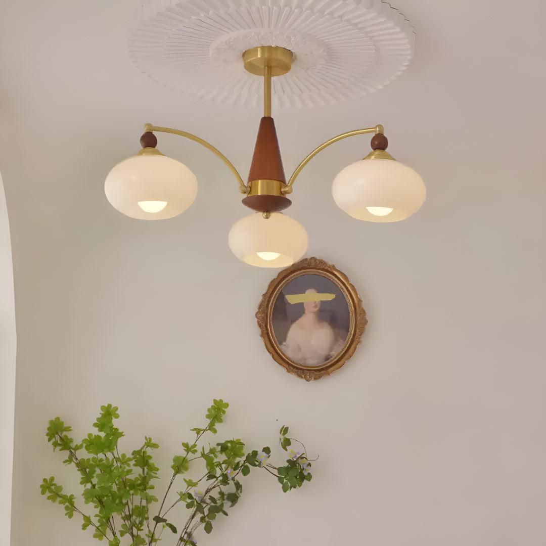 Mid Century Chandelier Light With Glass Shades For Dining Room