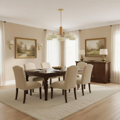 Mid Century Brass Opal Glass Dining Room Chandelier