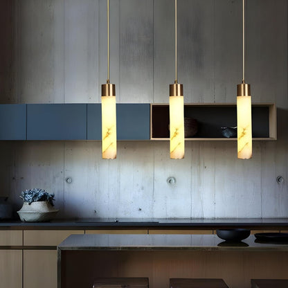 Modern Alabaster Hanging Pendant Light With Brass Base
