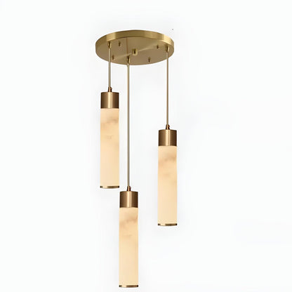 Modern Alabaster Hanging Pendant Light With Brass Base