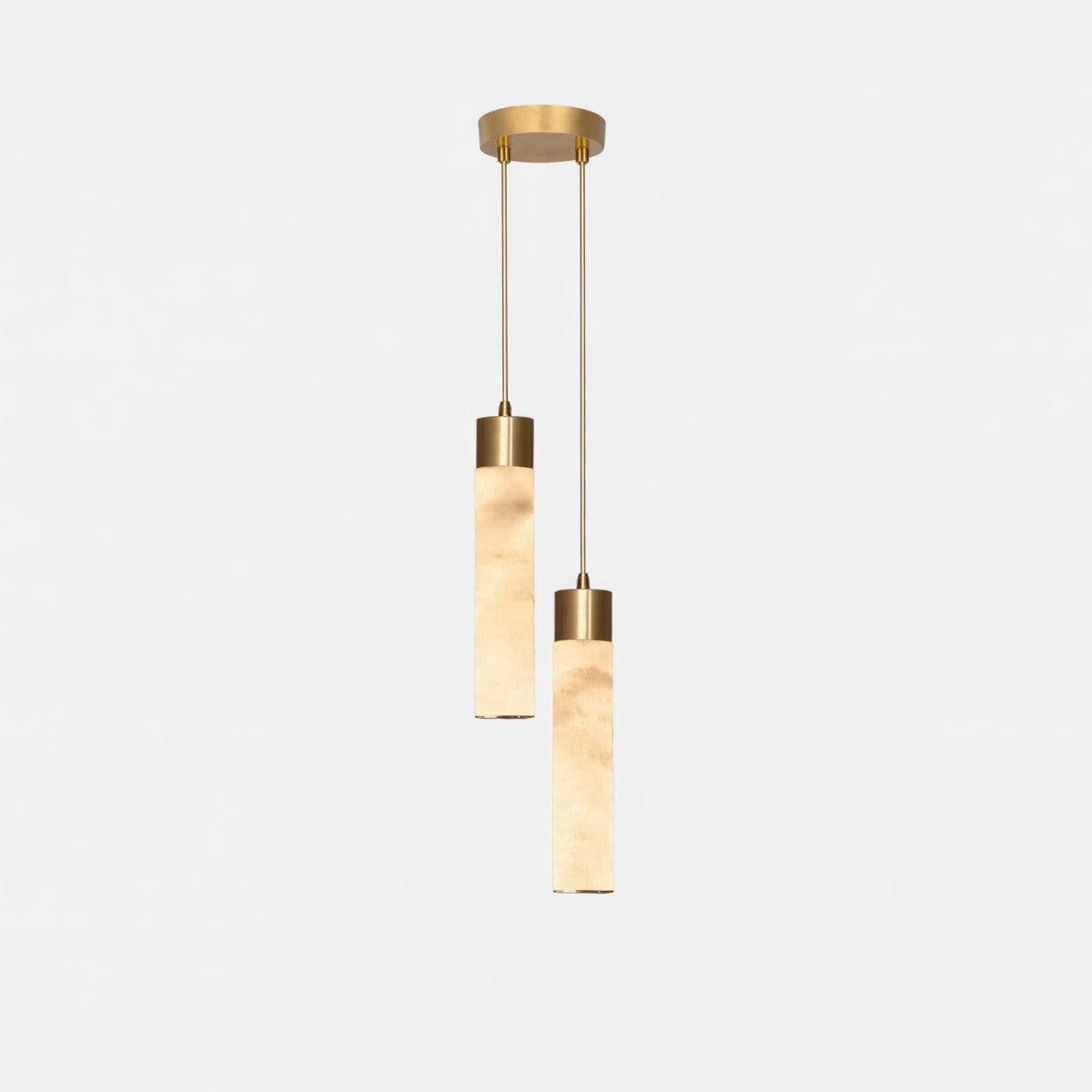 Modern Alabaster Hanging Pendant Light With Brass Base