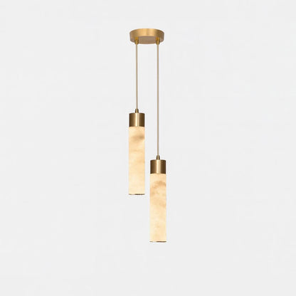 Modern Alabaster Hanging Pendant Light With Brass Base