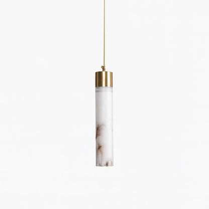 Modern Alabaster Hanging Pendant Light With Brass Base