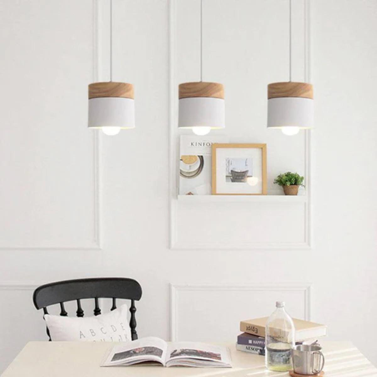 Modern Ceiling Pendant Light With Stylish Minimalistic Wooden Base