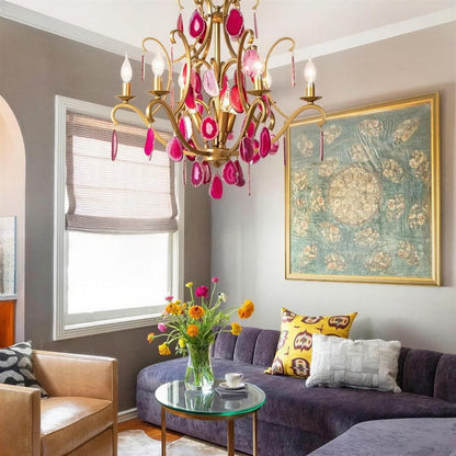 Modern Crystal Chandelier Light With Agate Design