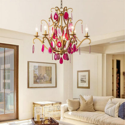 Modern Crystal Chandelier Light With Agate Design