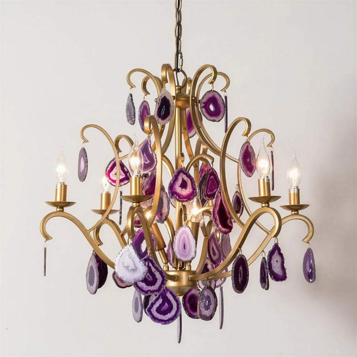 Modern Crystal Chandelier Light With Agate Design