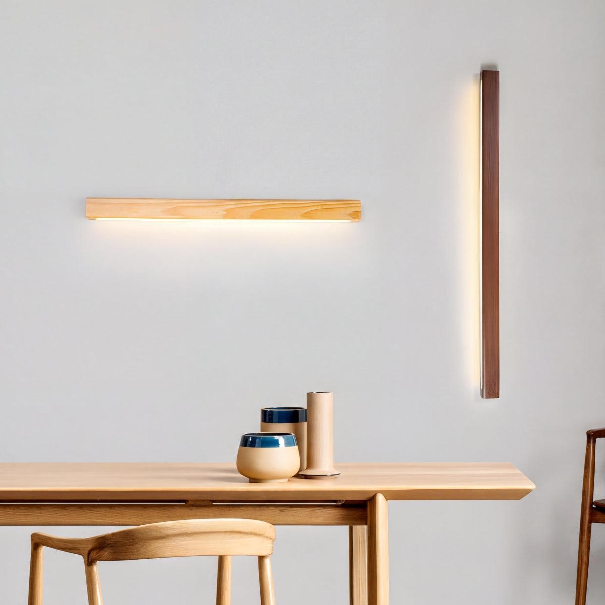Modern Vanity Light Fixture With Minimalist Slim Wood Design