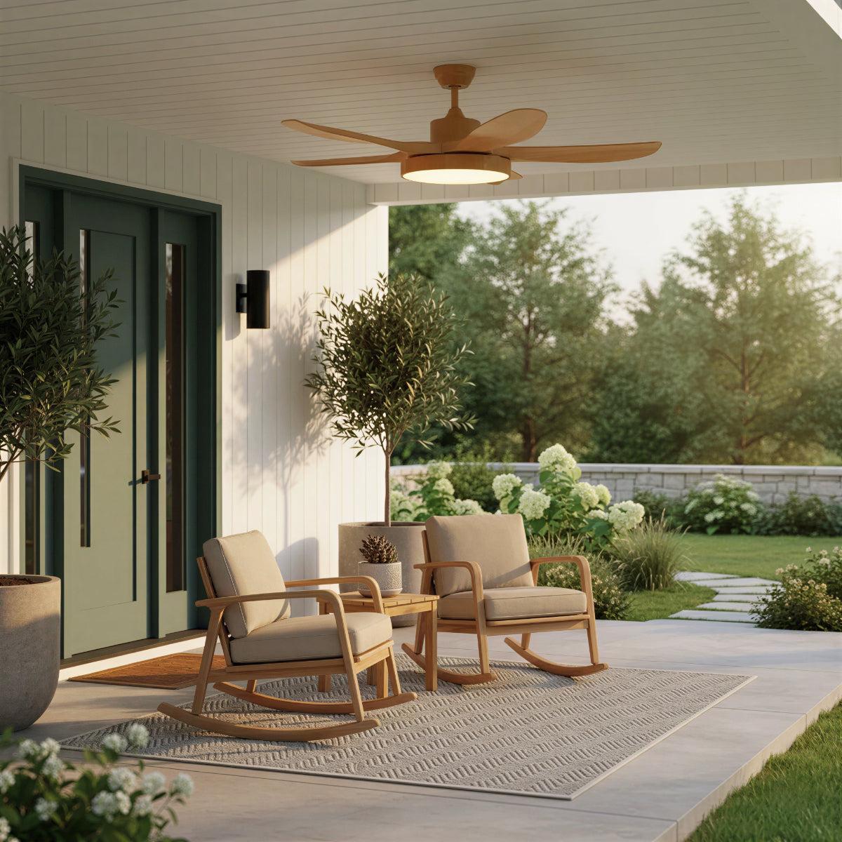 Modern Wooden Ceiling Fan With Light and Remote Control