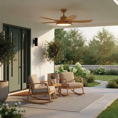 Modern Wooden Ceiling Fan With Light and Remote Control