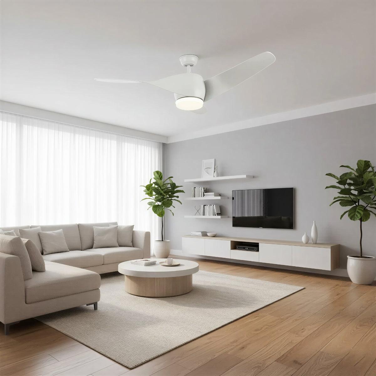Modern Wooden Curved Ceiling Fan With Light