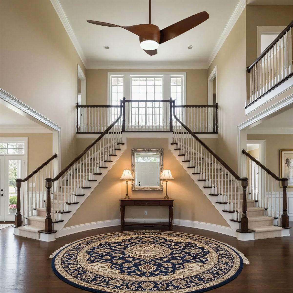 Modern Wooden Curved Ceiling Fan With Light