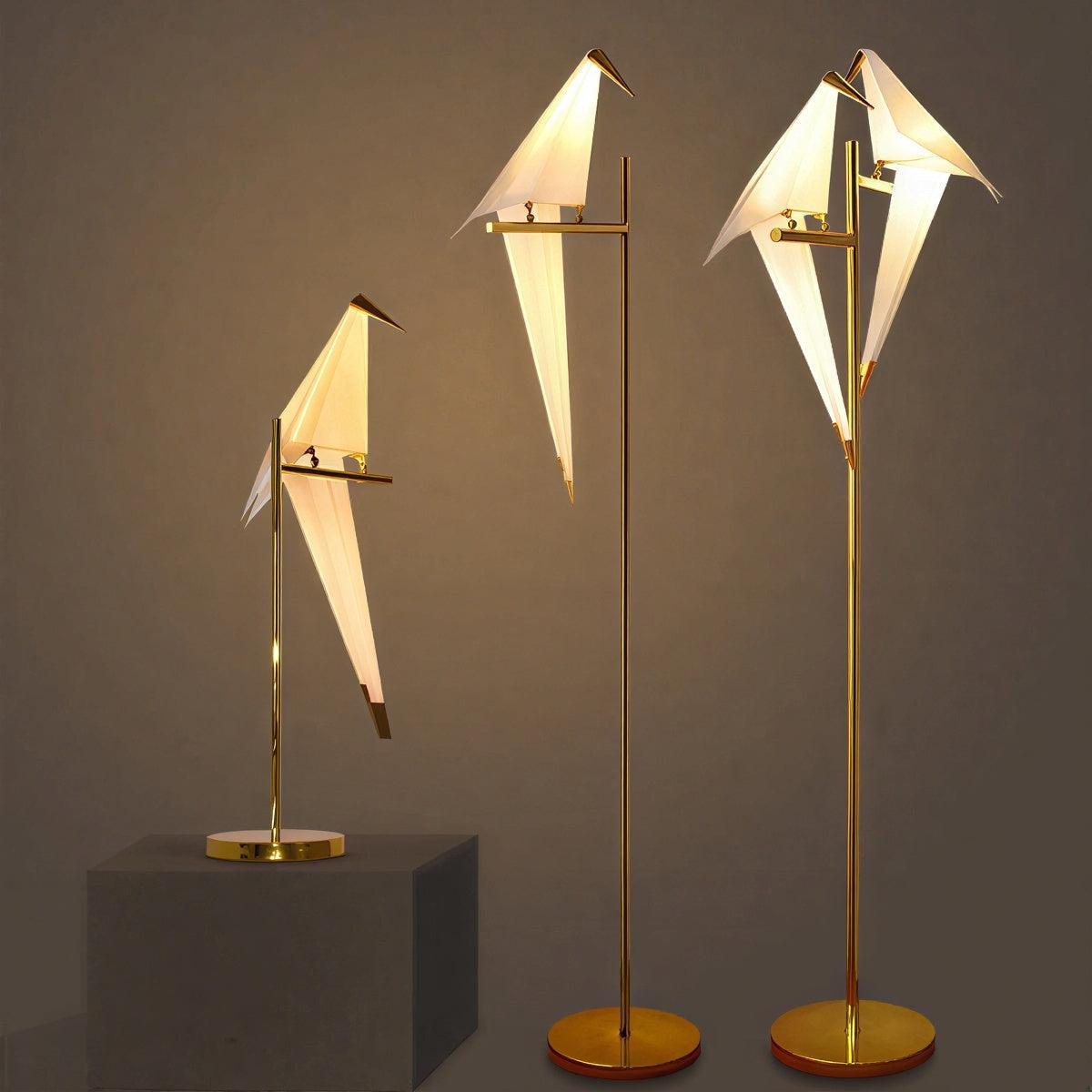 Origami Magnetic Bird Sculpture Table Lamp and Floor Lamp