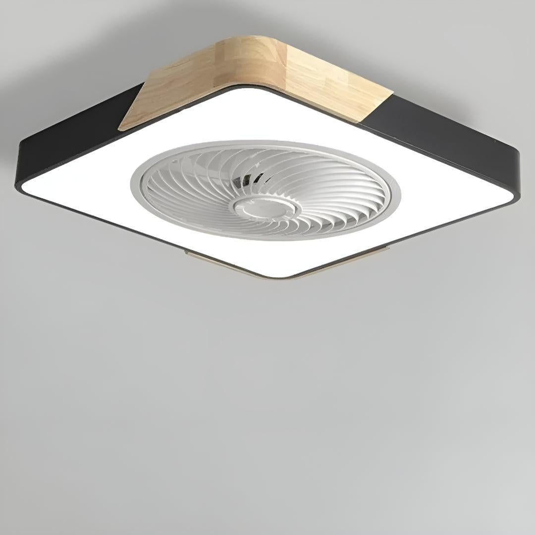 Wood Trim Flush Mount Ceiling Fan Light
