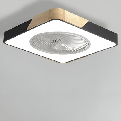 Wood Trim Flush Mount Ceiling Fan Light