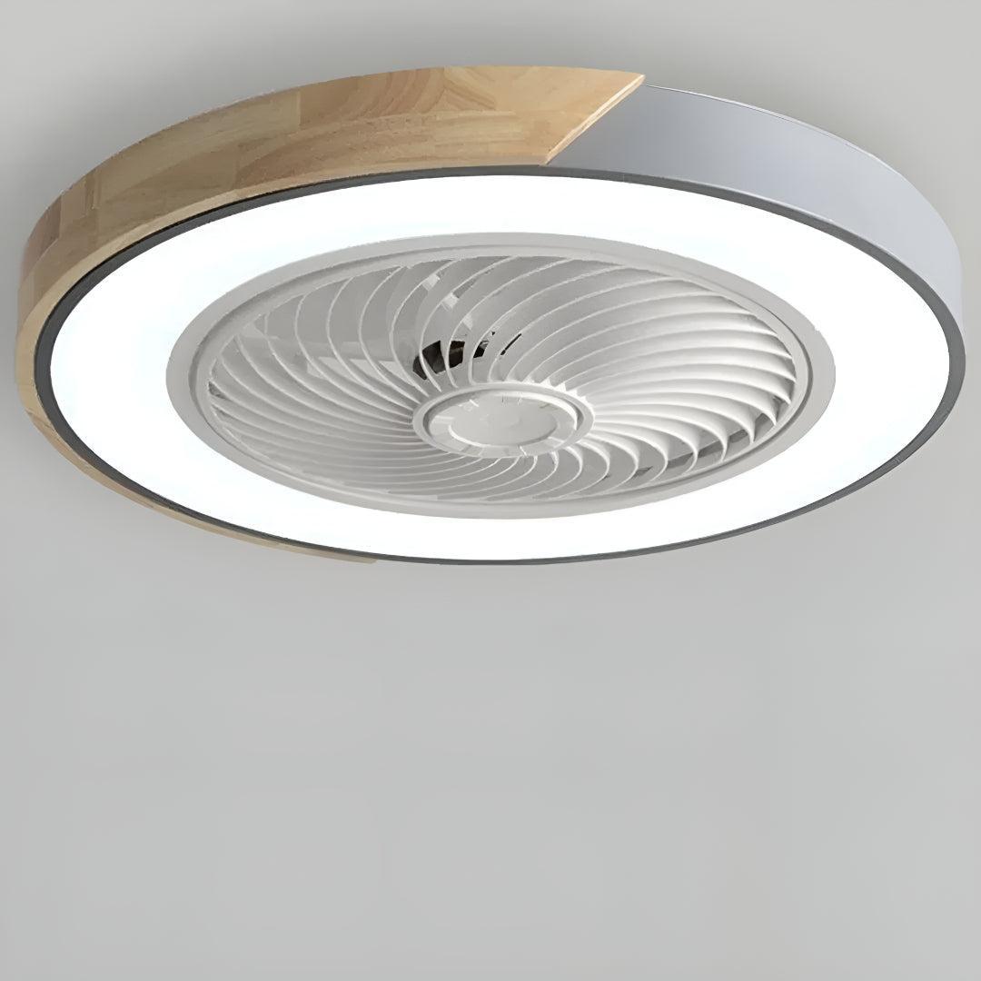 Wood Trim Flush Mount Ceiling Fan Light