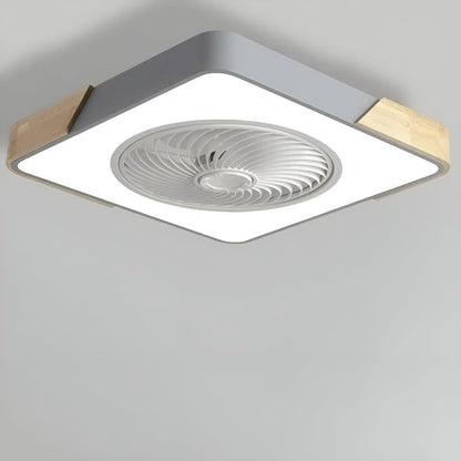Wood Trim Flush Mount Ceiling Fan Light