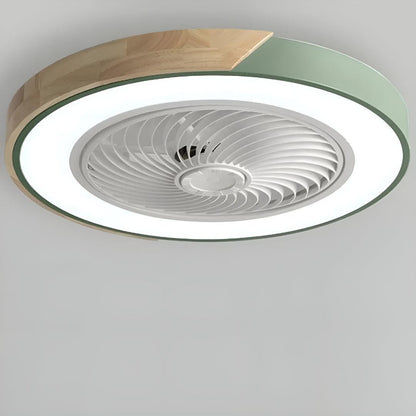 Wood Trim Flush Mount Ceiling Fan Light