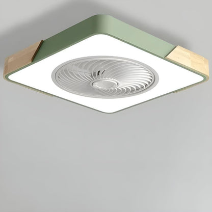 Wood Trim Flush Mount Ceiling Fan Light
