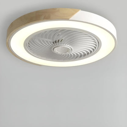 Wood Trim Flush Mount Ceiling Fan Light