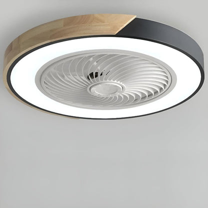 Wood Trim Flush Mount Ceiling Fan Light