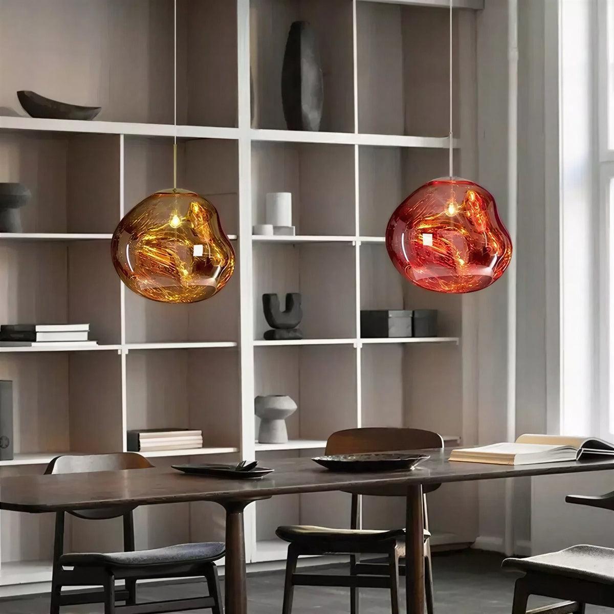 Pendant Light with Sculptural Molten Glass Styled Shade