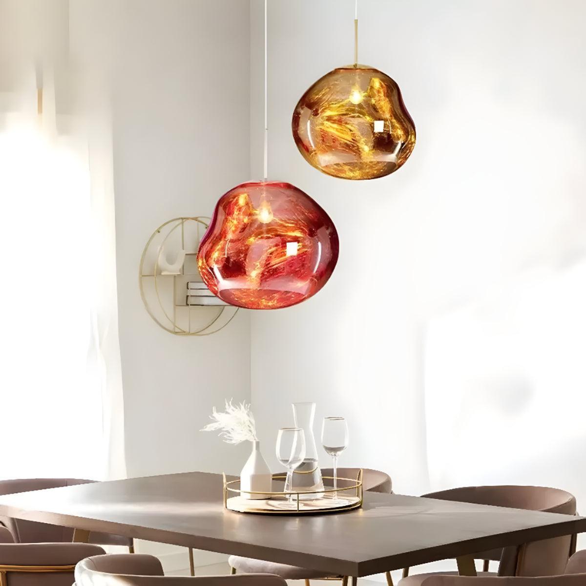 Pendant Light with Sculptural Molten Glass Styled Shade