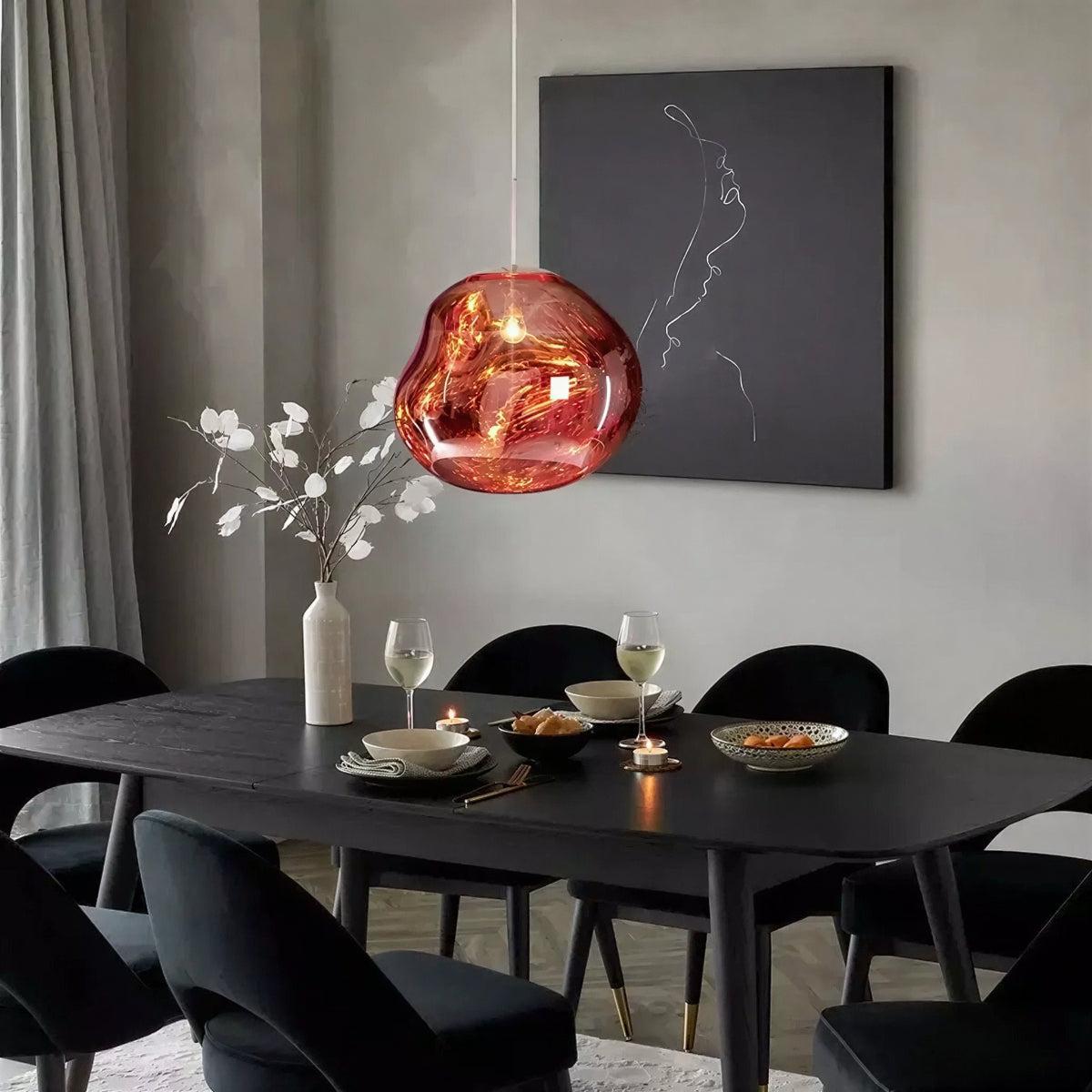 Pendant Light with Sculptural Molten Glass Styled Shade