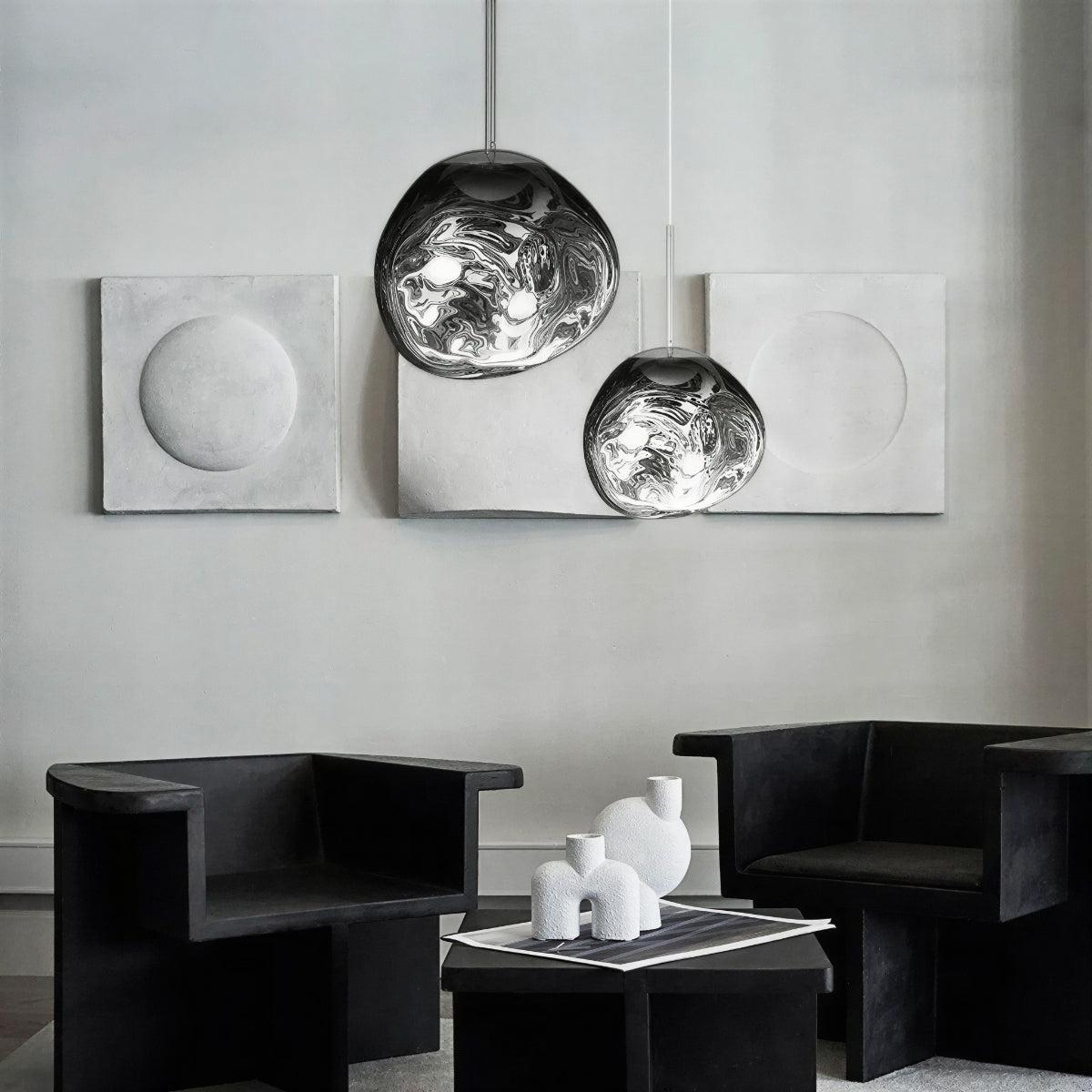 Pendant Light with Sculptural Molten Glass Styled Shade