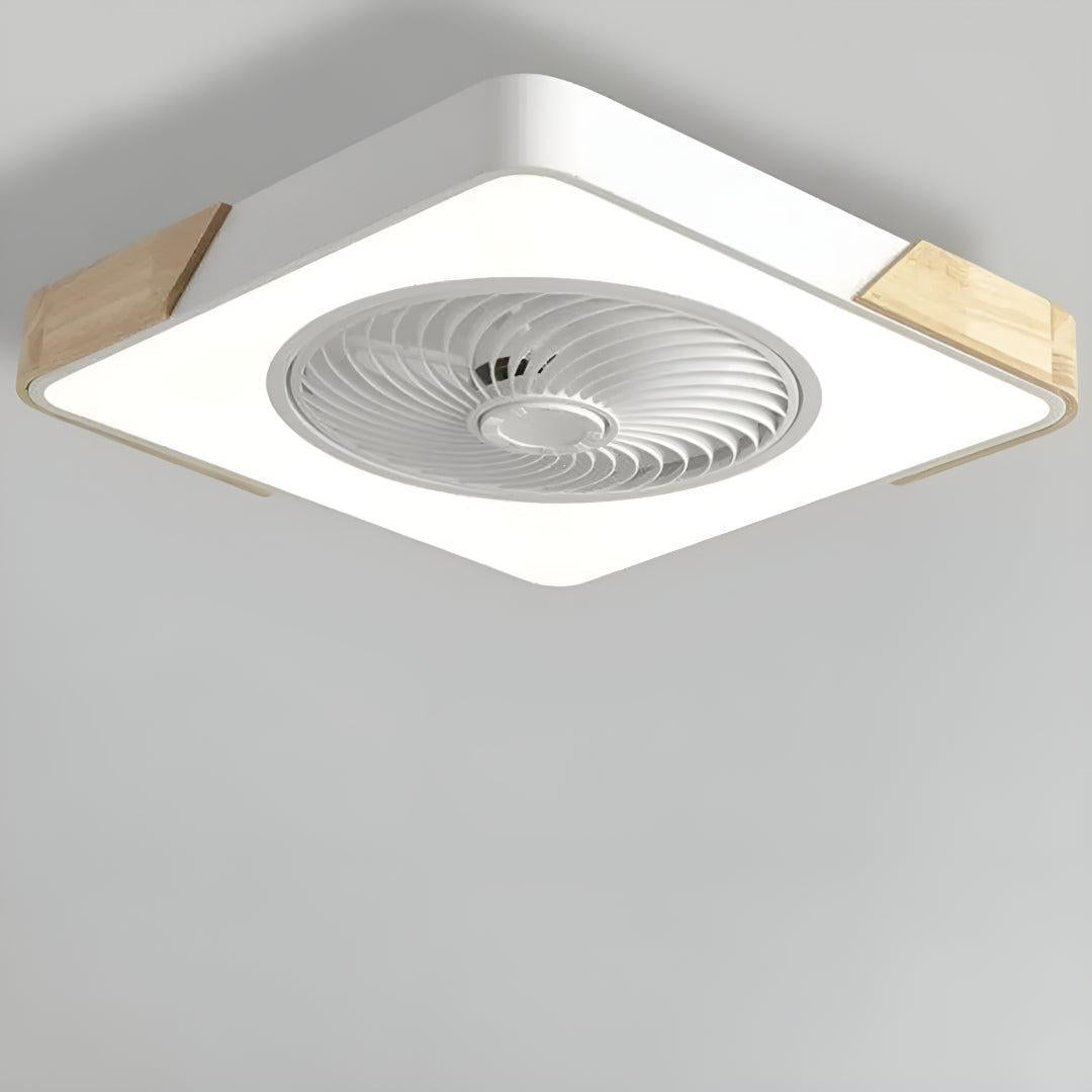 Wood Trim Flush Mount Ceiling Fan Light