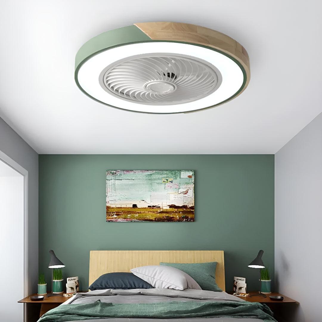 Wood Trim Flush Mount Ceiling Fan Light